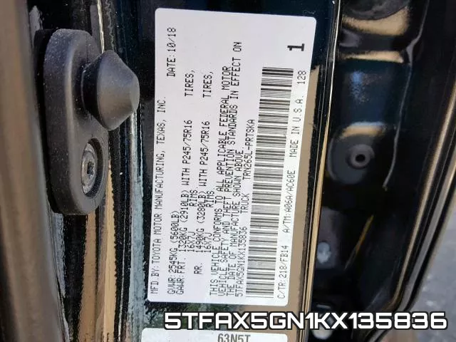 5TFAX5GN1KX135836 фото 2
