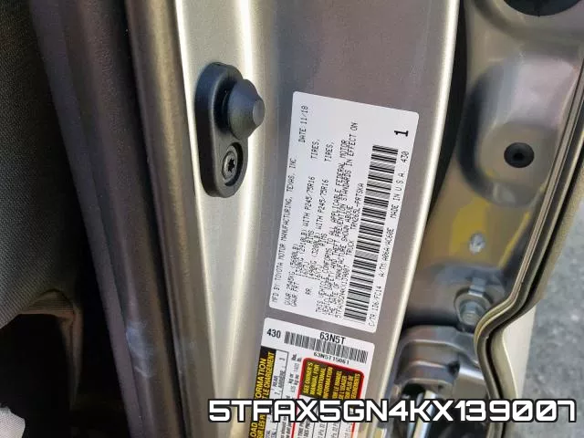 5TFAX5GN4KX139007 фото 2