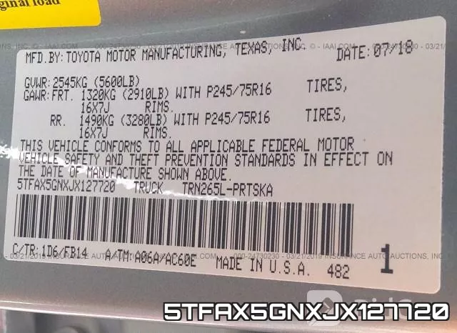 5TFAX5GNXJX127720 фото 10