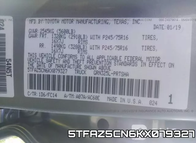 5TFAZ5CN6KX079327 фото 10