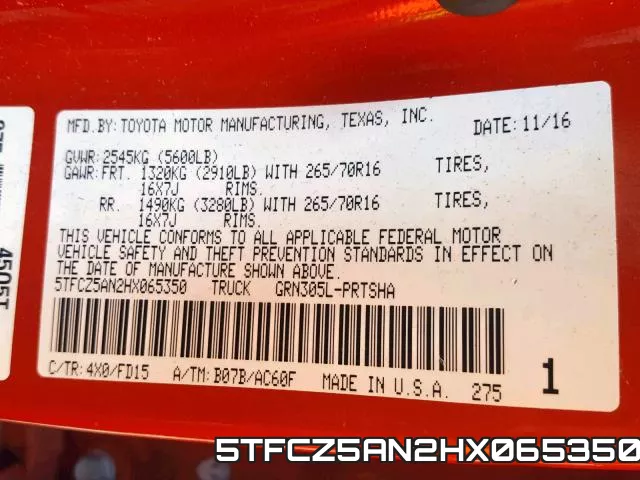 5TFCZ5AN2HX065350 фото 2