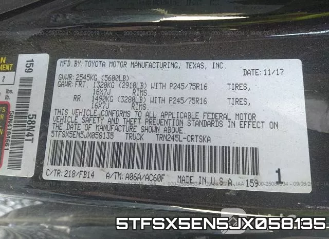 5TFSX5EN5JX058135 фото 10