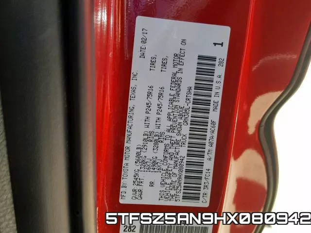 5TFSZ5AN9HX080942 фото 2