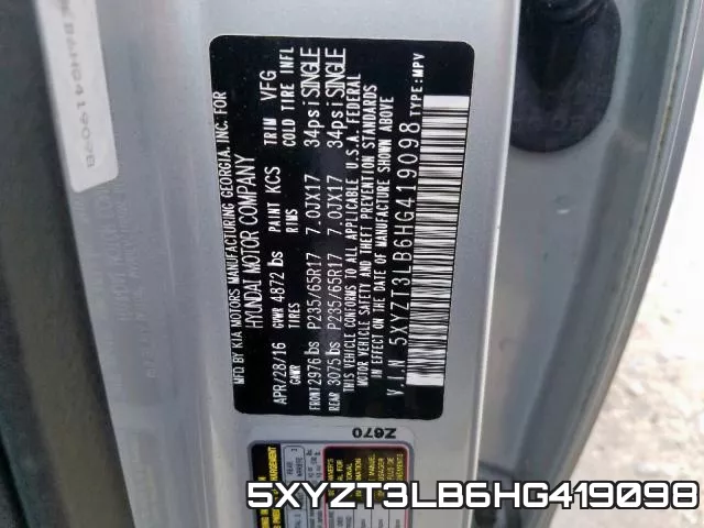 5XYZT3LB6HG419098 фото 2