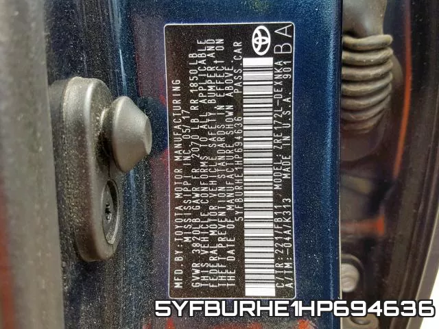 5YFBURHE1HP694636 фото 2