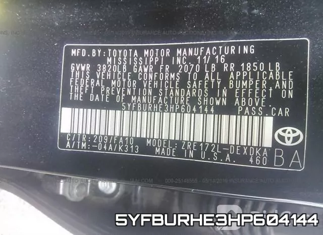 5YFBURHE3HP604144 фото 10
