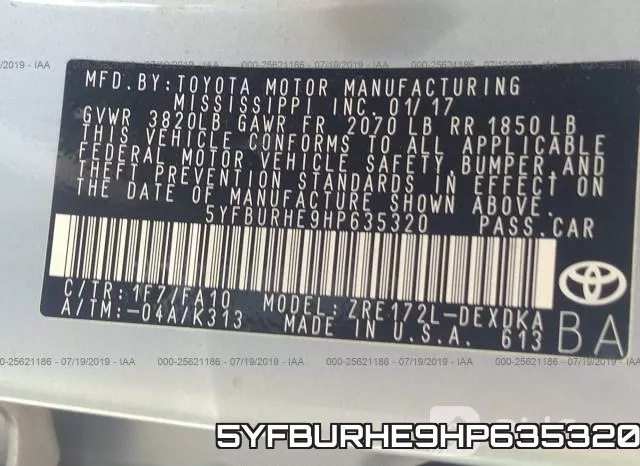 5YFBURHE9HP635320 фото 10