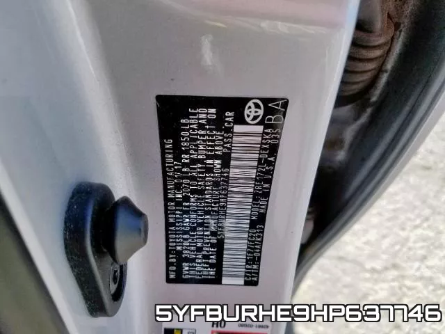 5YFBURHE9HP637746 фото 2