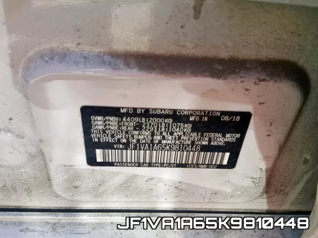 JF1VA1A65K9810448 фото 2