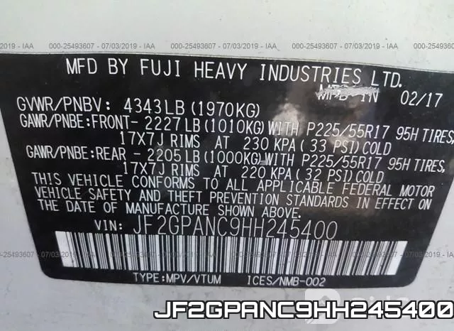 JF2GPANC9HH245400 фото 10