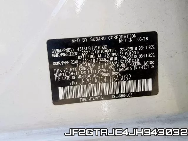 JF2GTAJC4JH343032 фото 2