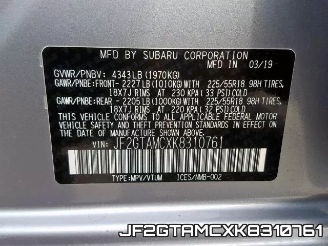 JF2GTAMCXK8310761 фото 2