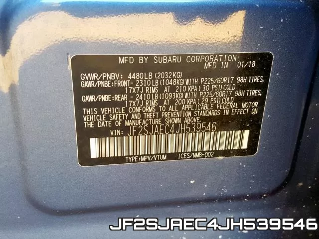 JF2SJAEC4JH539546 фото 2