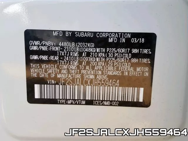 JF2SJALCXJH559464 фото 2