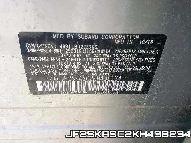 JF2SKASC2KH438234 фото 2