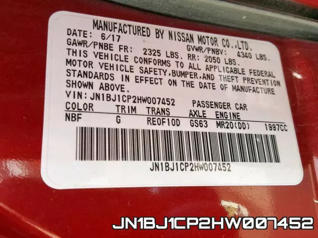 JN1BJ1CP2HW007452 фото 2