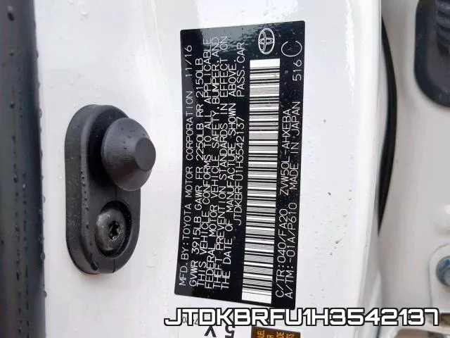 JTDKBRFU1H3542137 фото 2