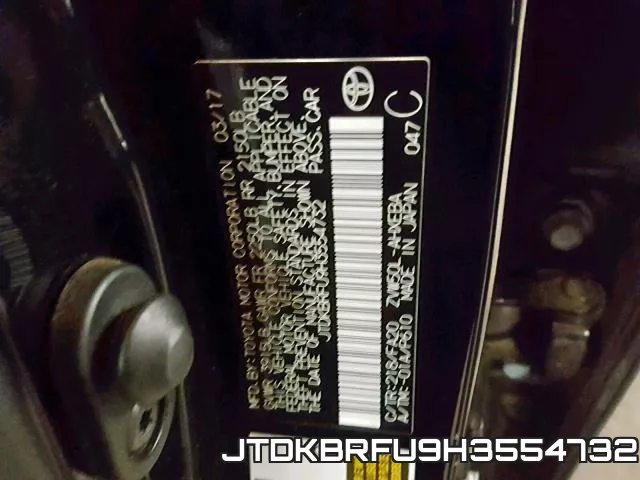 JTDKBRFU9H3554732 фото 2