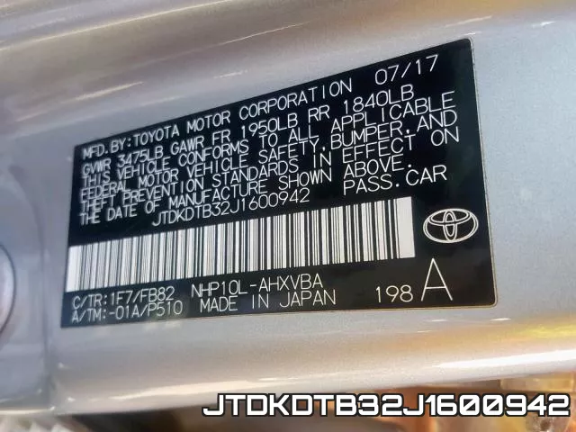 JTDKDTB32J1600942 фото 2