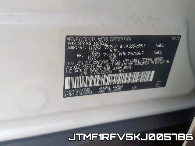 JTMF1RFV5KJ005786 фото 2