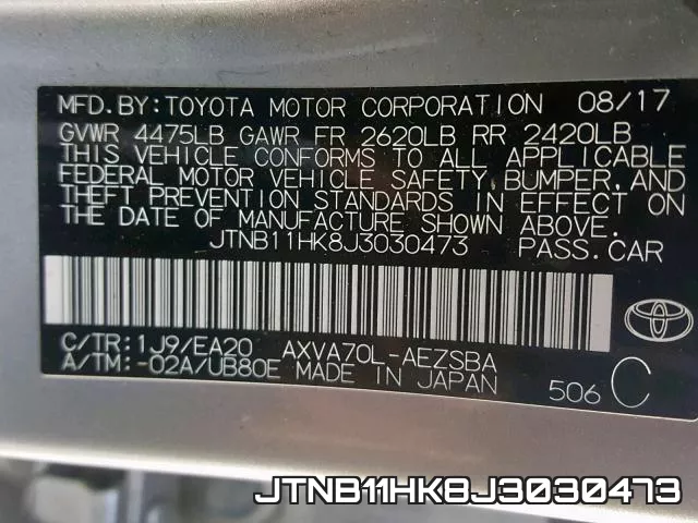 JTNB11HK8J3030473 фото 2