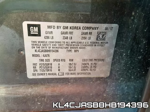 KL4CJASB8HB194396 фото 2