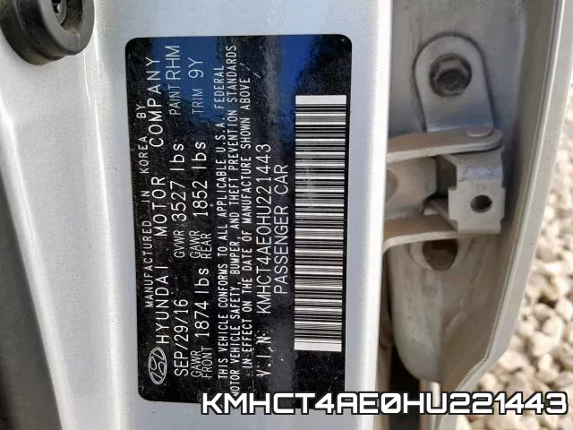 KMHCT4AE0HU221443 фото 2