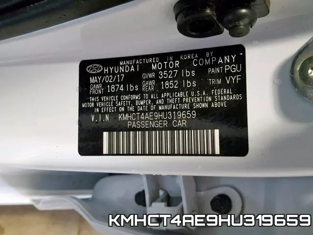 KMHCT4AE9HU319659 фото 2