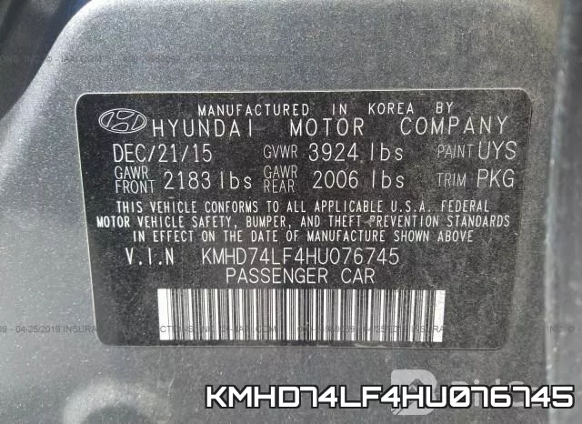 KMHD74LF4HU076745 фото 10