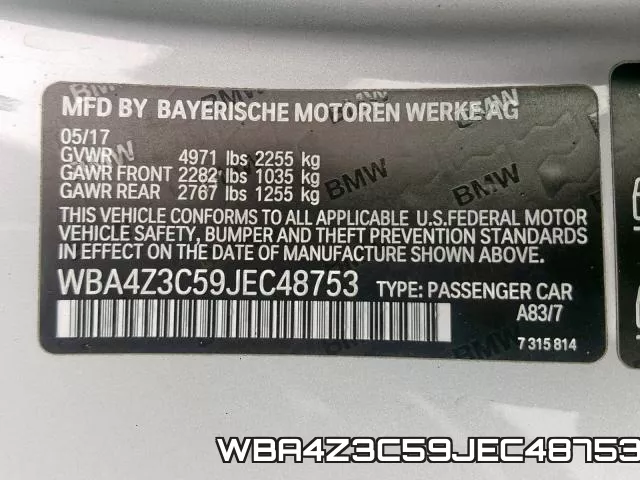 WBA4Z3C59JEC48753 фото 2