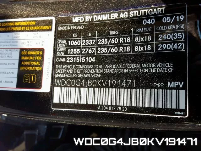 WDC0G4JB0KV191471 фото 2