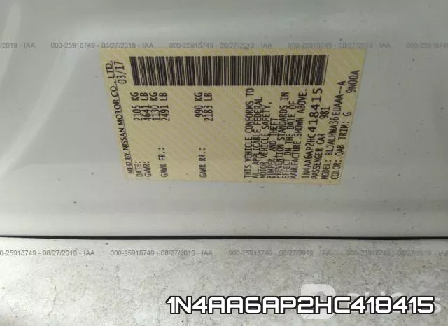 1N4AA6AP2HC418415 фото 10