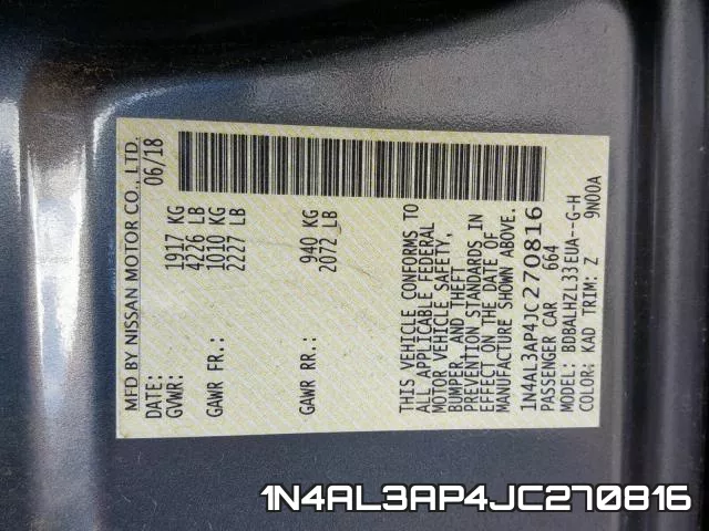1N4AL3AP4JC270816 фото 2