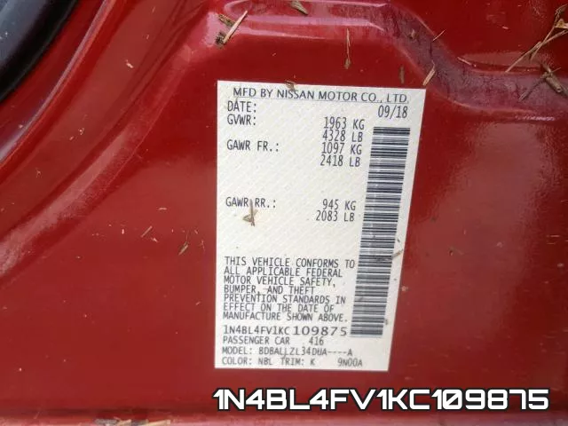 1N4BL4FV1KC109875 фото 2