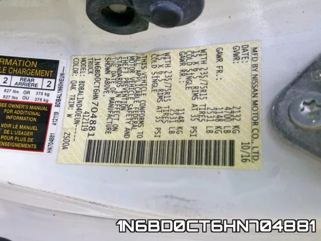 1N6BD0CT6HN704881 фото 2