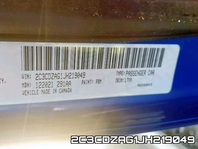 2C3CDZAG1JH219049 фото 2