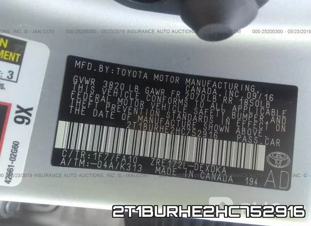 2T1BURHE2HC752916 фото 10