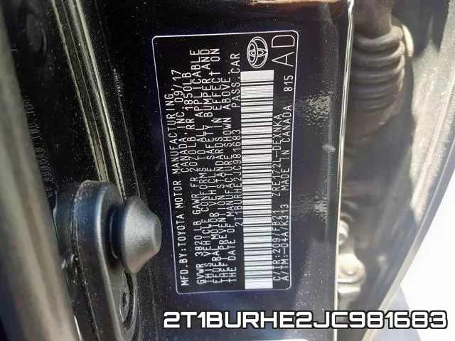 2T1BURHE2JC981683 фото 2