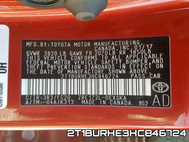 2T1BURHE3HC846724 фото 2