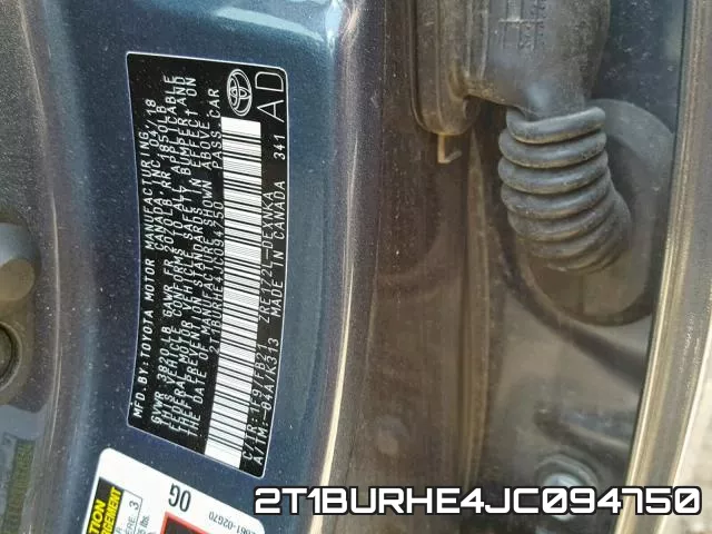 2T1BURHE4JC094750 фото 2