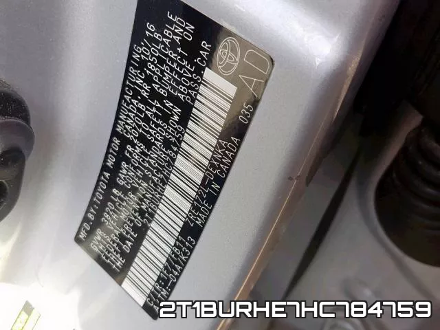 2T1BURHE7HC784759 фото 2