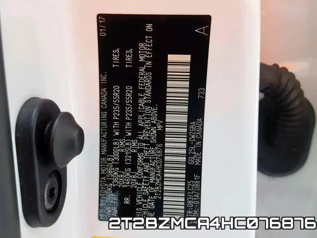 2T2BZMCA4HC076876 фото 2