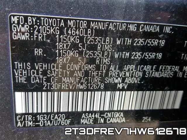 2T3DFREV7HW612678 фото 2