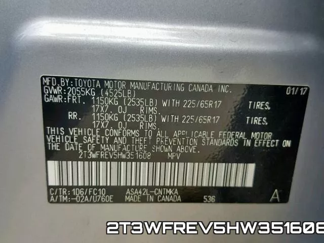 2T3WFREV5HW351608 фото 2