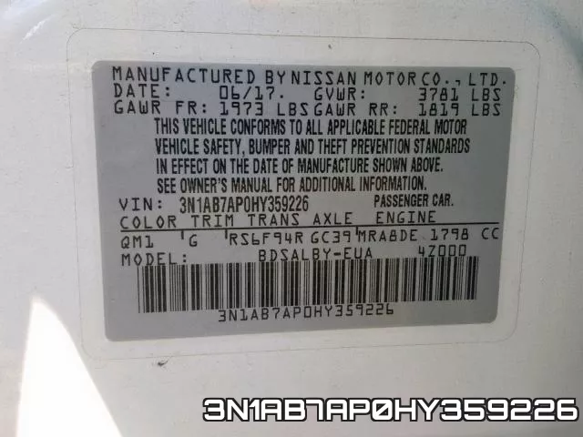 3N1AB7AP0HY359226 фото 2