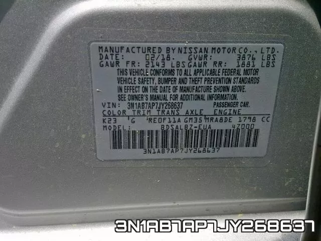 3N1AB7AP7JY268637 фото 2