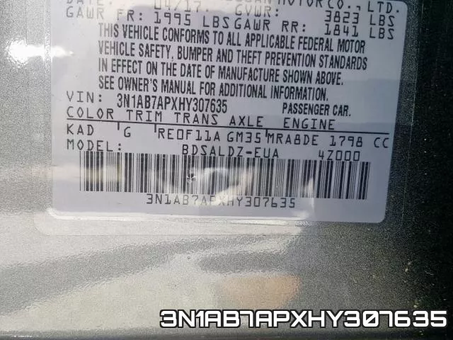 3N1AB7APXHY307635 фото 2