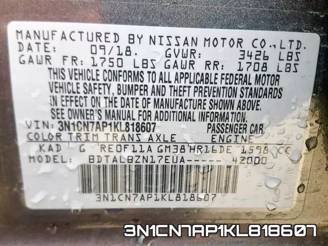 3N1CN7AP1KL818607 фото 2