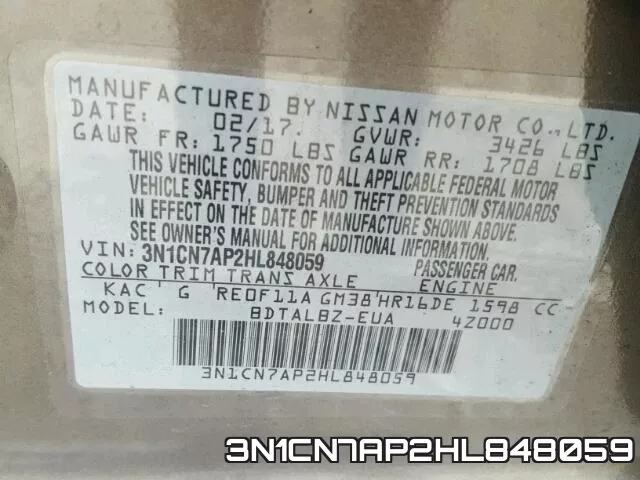 3N1CN7AP2HL848059 фото 2