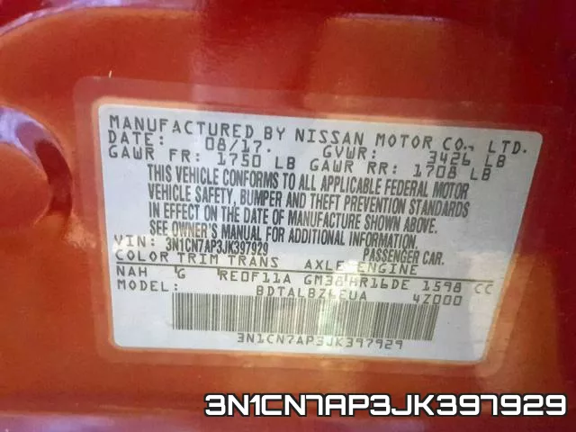 3N1CN7AP3JK397929 фото 2